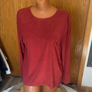 Aryeh Long Sleeve Crewneck Top - Brick Red